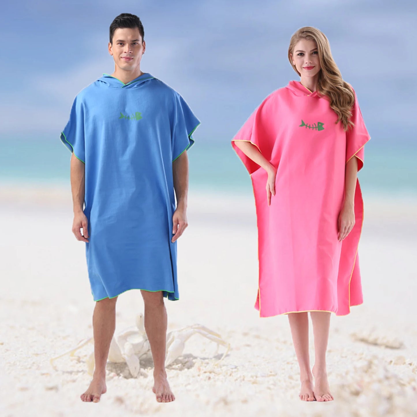 Surf Changing Poncho Towel with Hood – Quick-Dry Microfiber Beach Towel for Adults, Wetsuit & Swim Use