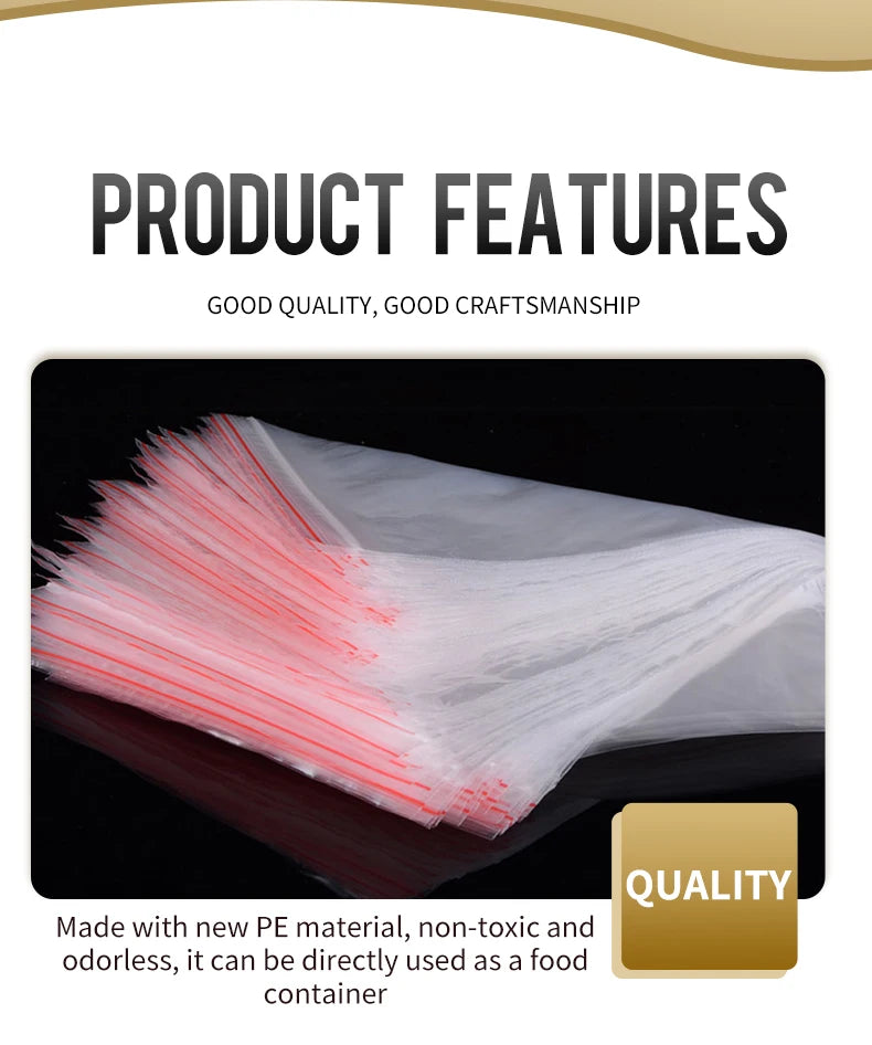 100pcs/Pack Small Zip Lock Plastic Bags 0.05mm Thick