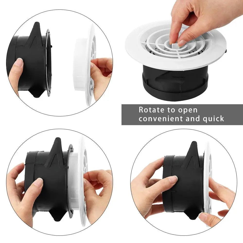 Adjustable Air Ventilation Cover Round Ducting ABS Grille for Kitchen and Bath Air Outlet