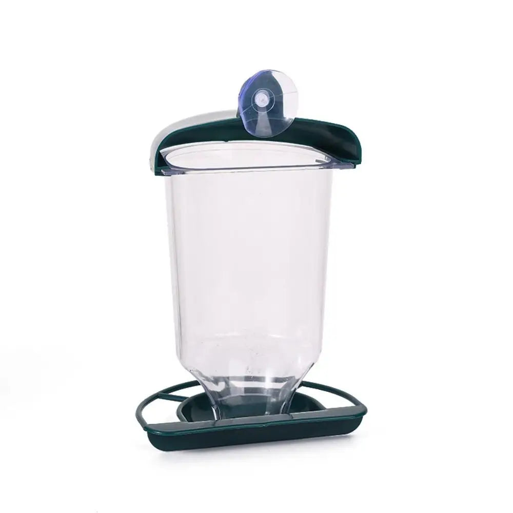 Plastic Bird Feeder Large Capacity Convenient Bird Hanging Food Dispenser with Suction Cup Transparent Bird Water Bowl Garden