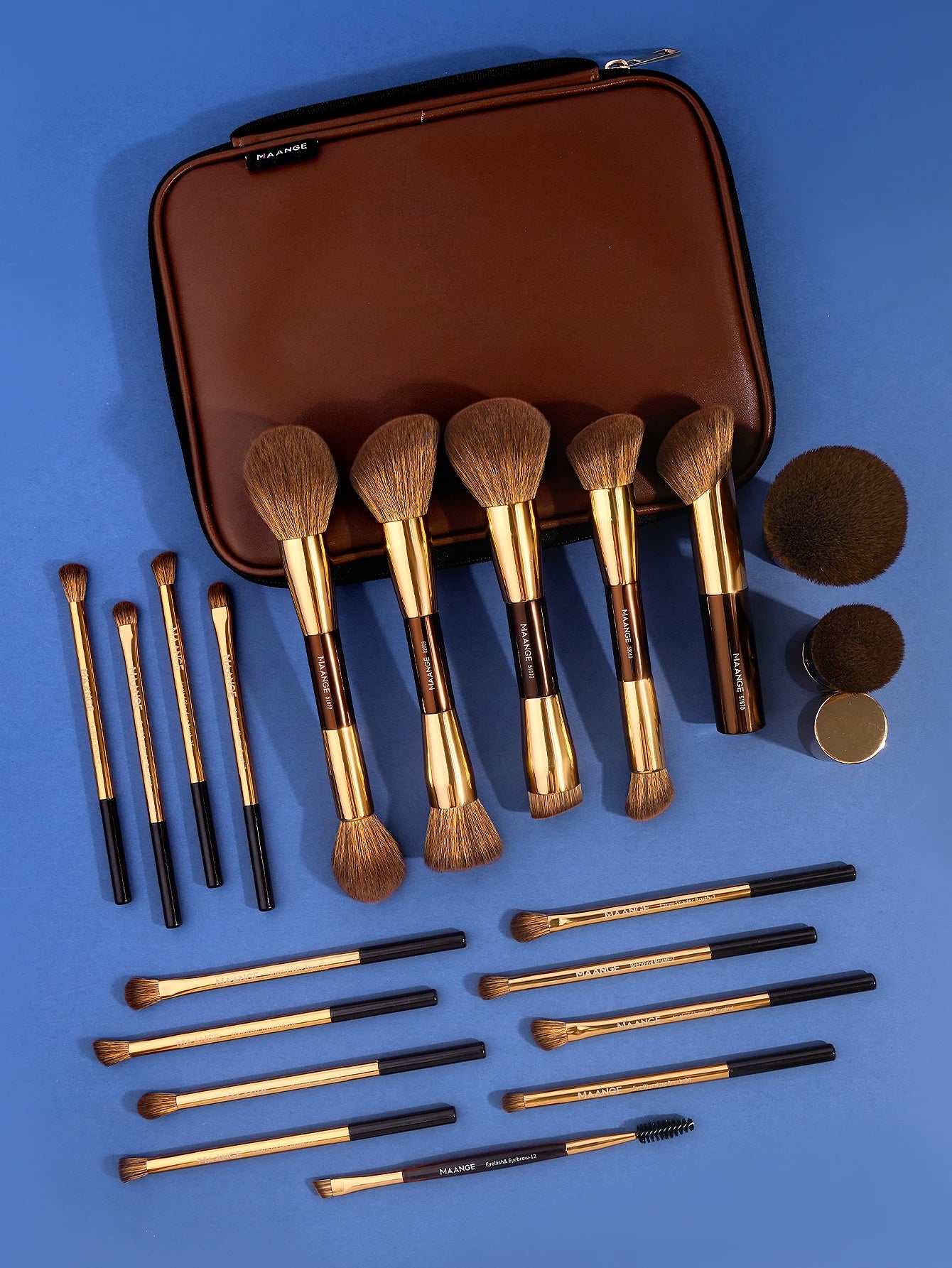 MAANGE 20 Piece Professional Makeup Brush Set with Dual Ended Brushes and Storage Bag