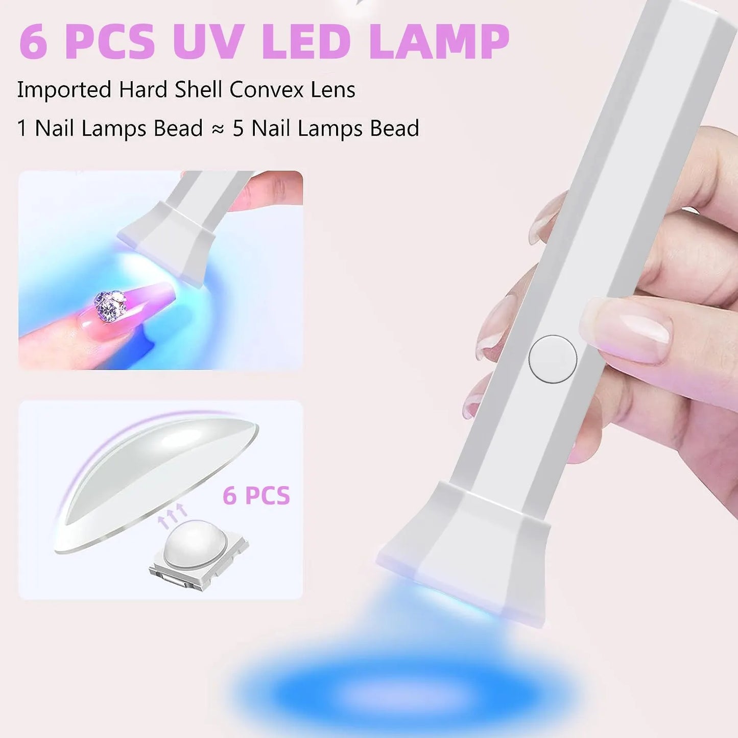Portable Nail Dryer Lamp UV LED Light USB Rechargeable Quick Dry Gel Polish Curing Machine