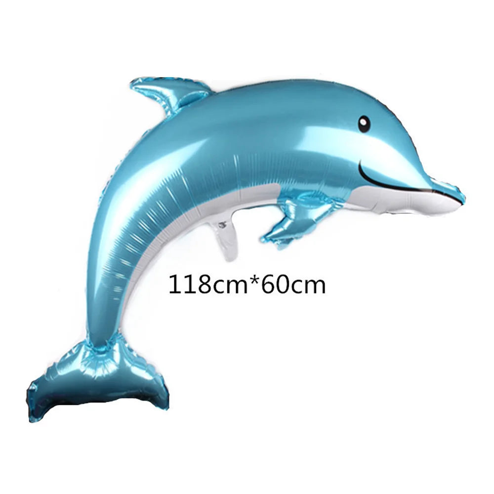 4th Birthday Sea Animal Decoration Blue Foil Balloon 32inch