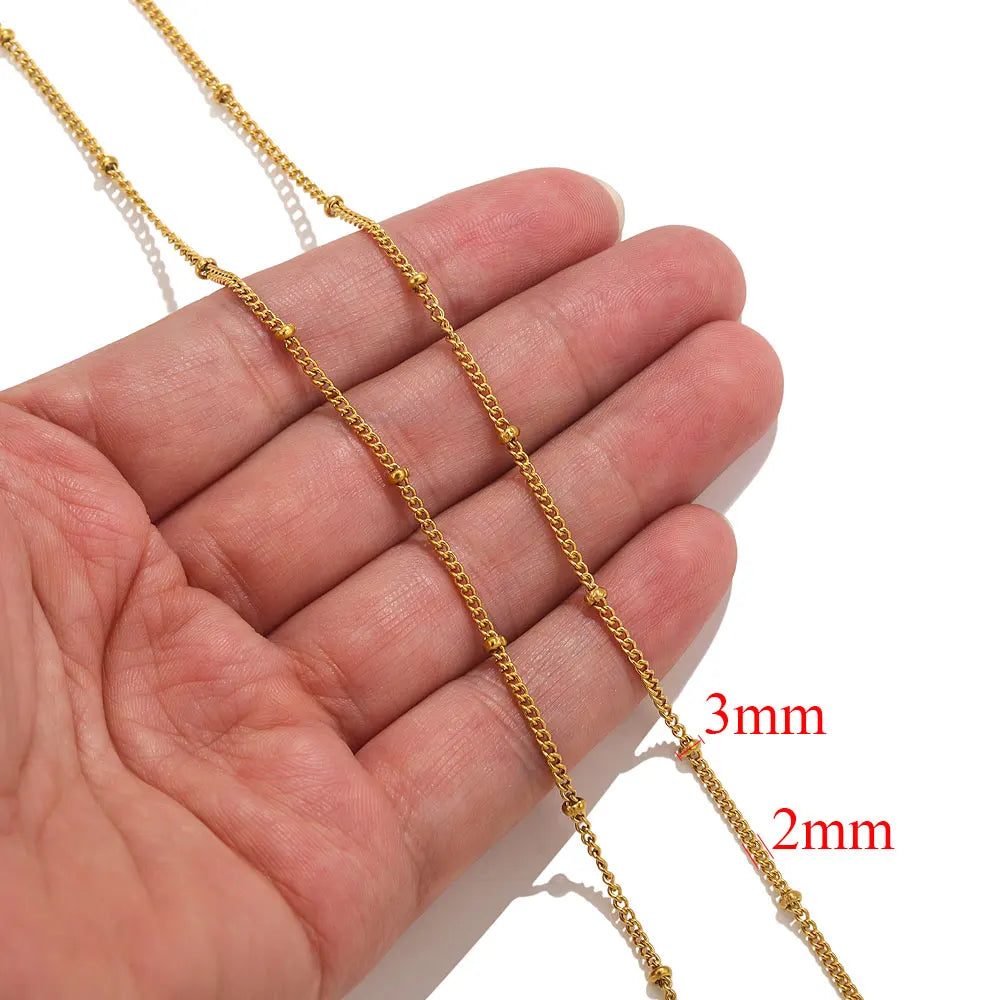 2 Meters Lips Beads Chain for Jewelry Making Gold Findings