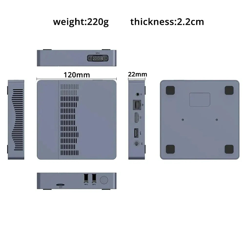 SOYO M2 Air Mini PC: 6GB RAM, 128GB EMMC, Intel N4000, Windows 11 Pro - Compact for Home, Business & Gaming