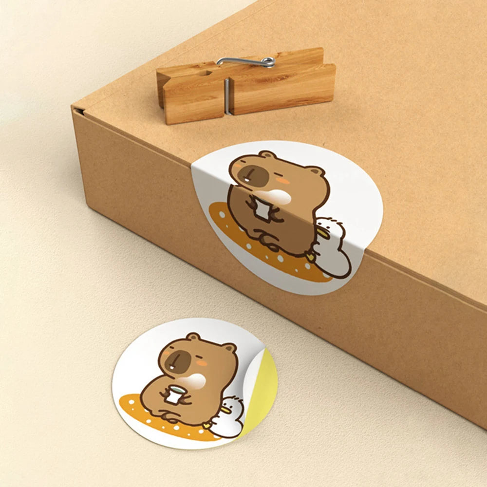 500pcs/Roll Cute Capybara Sticker Set Waterproof Decorative For Luggage Laptop Phone Diary Kids