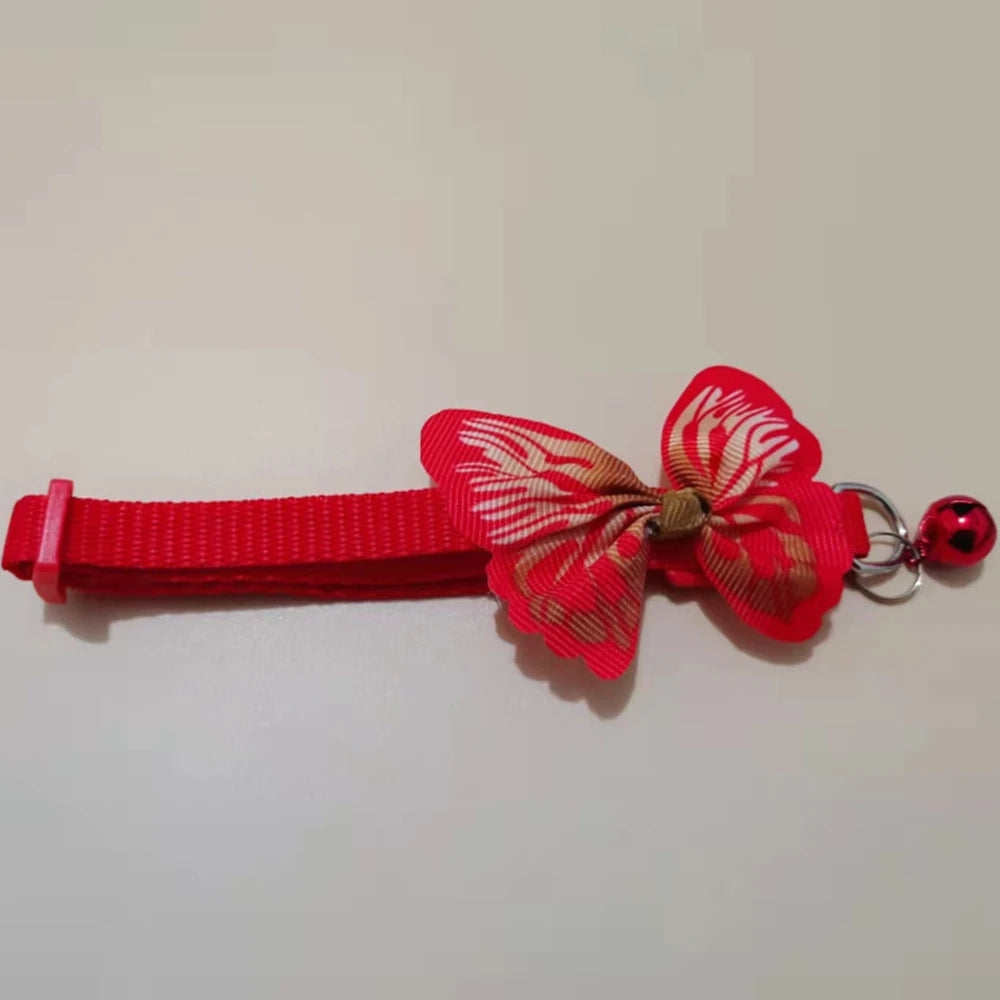 Adjustable Butterfly Bell Pet Collar - Multicolor Cute Design with Safe Lead Clasp for Cats & Small Dogs