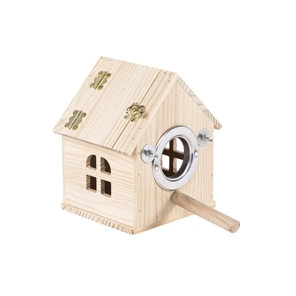 Large Space Wood Bird House Rainproof Hanging Bird Nesting Box Sun Protection Bird Nest for Parrots Parakeet Budgerigar