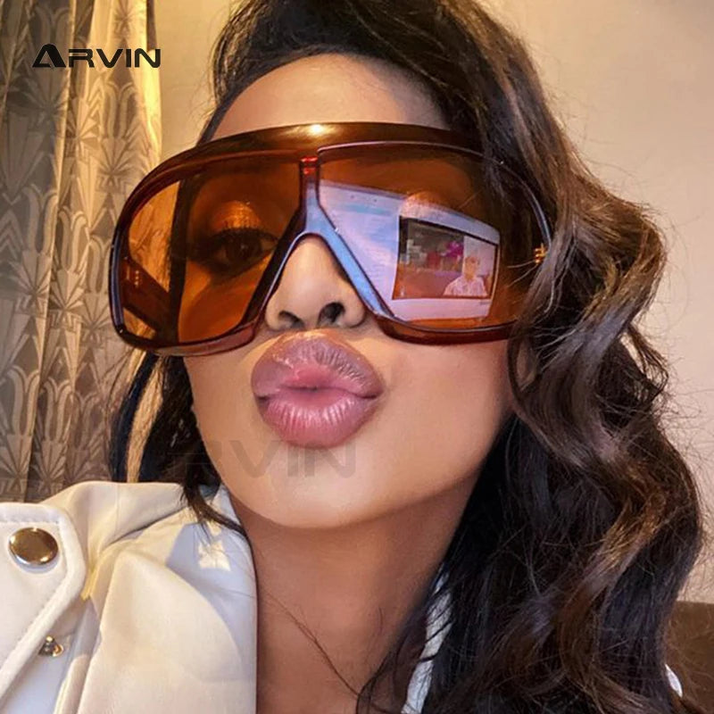 New Oversized One Piece Goggle Sunglasses UV Protection Fashion