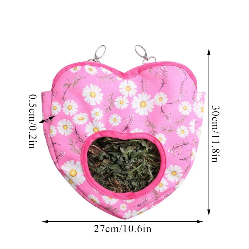 Bunny Hay Bag Guinea Pig Hay Bag Rabbit Feeder Bunny Feeders With 2 Metal Buckles Portable Hay Storage Bag For Small