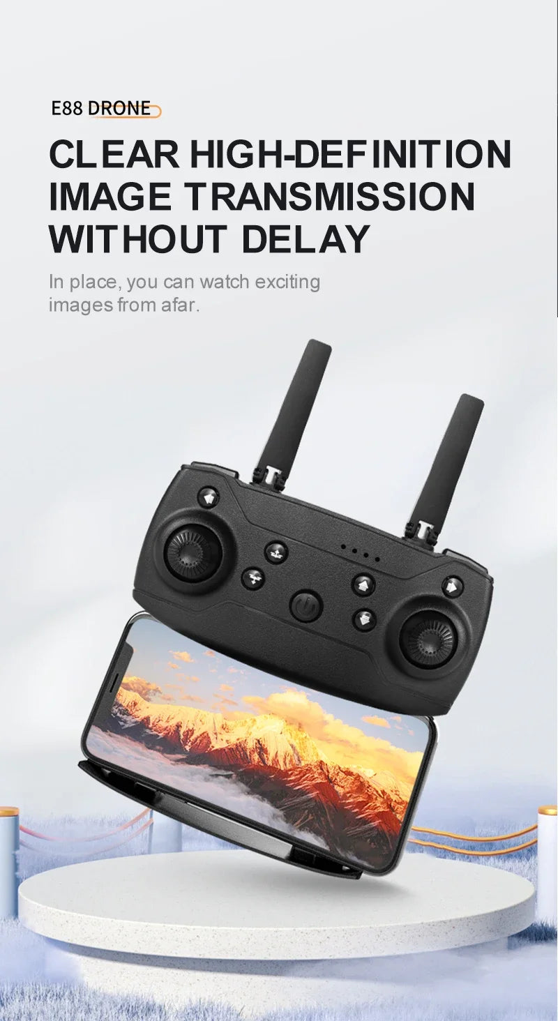 Professional Mini Remote Control Drone E88 4K HD Camera Wifi FPV Folding Quadcopter Gift for Kids