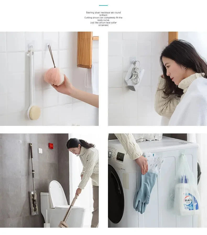 5/10/20Pcs Self-Adhesive Transparent Wall Hooks for Kitchen Bathroom Towel Key Rack