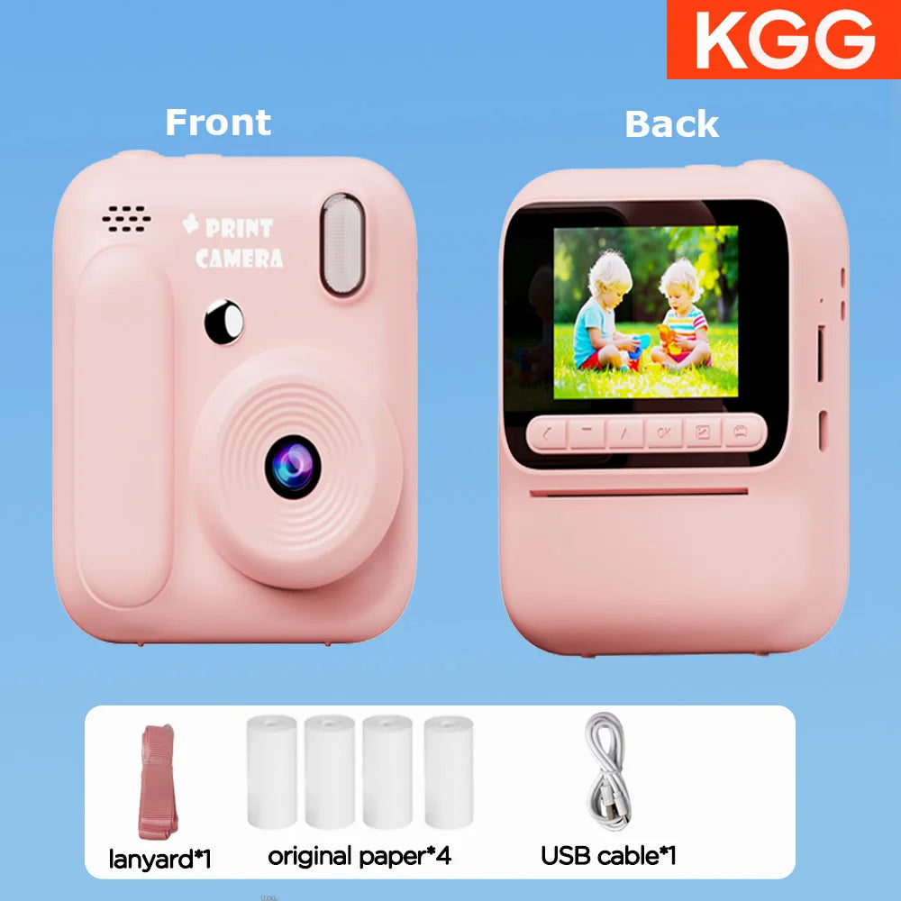Color Printing Camera Kids Instant Camera 32GB 1080P Thermal Print Digital Camera Print Photo Video Games Music Children Gift