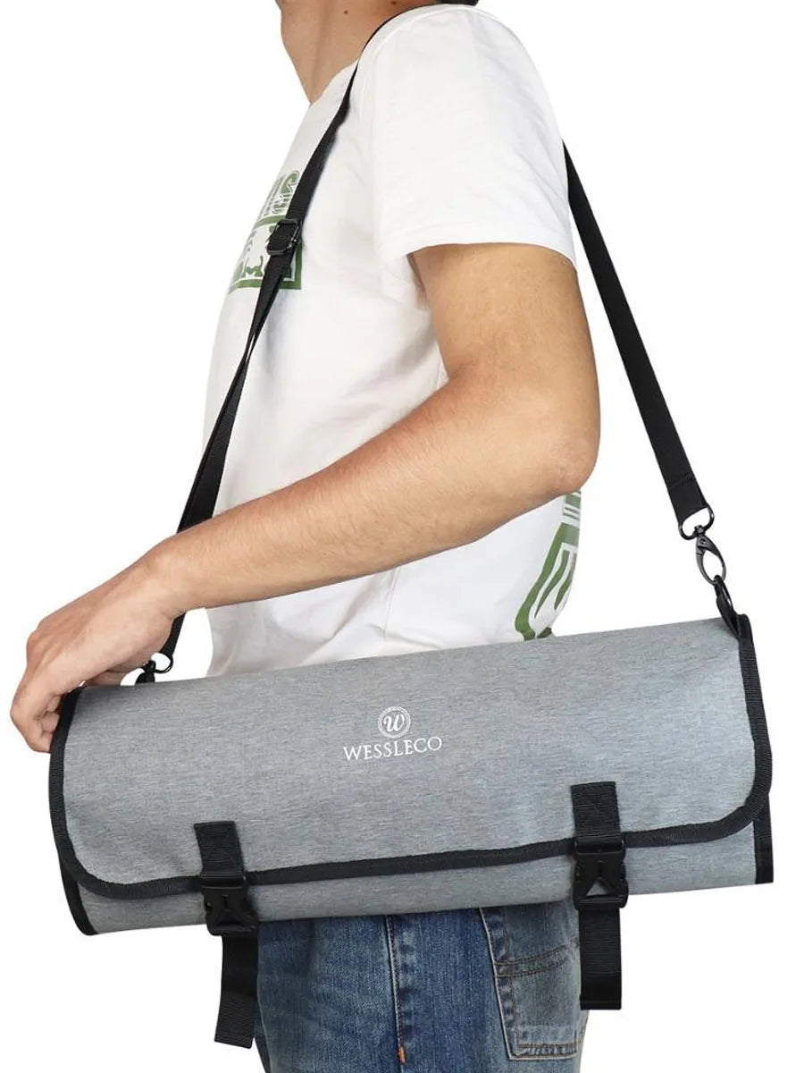 WESSLECO Portable Chef Knife Bag Roll Case with Durable Storage Pockets for Easy Organization