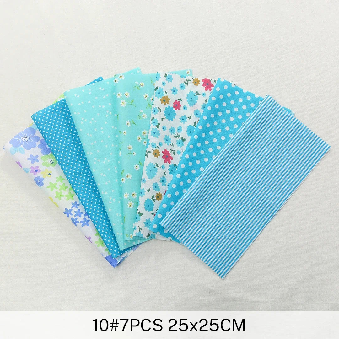 7 Pieces 25x25Cm Cotton Flower Fabric Printed Cloth for DIY