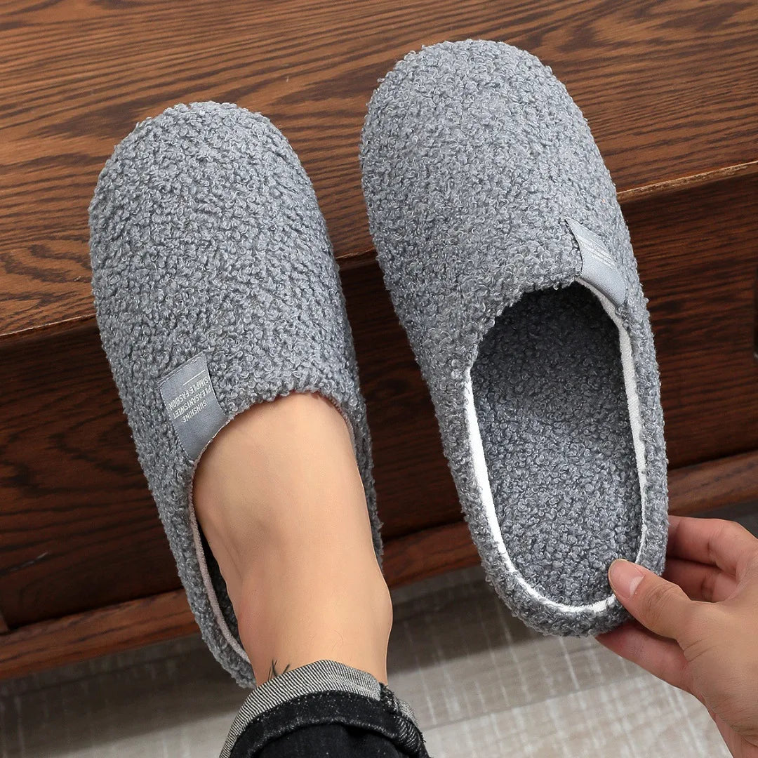 Couples Home Slippers Soft Fur Warm Indoor Flat Slides