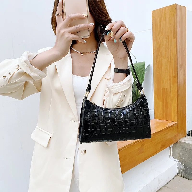 Retro Alligator Pattern Small Handbags for Women PU Leather