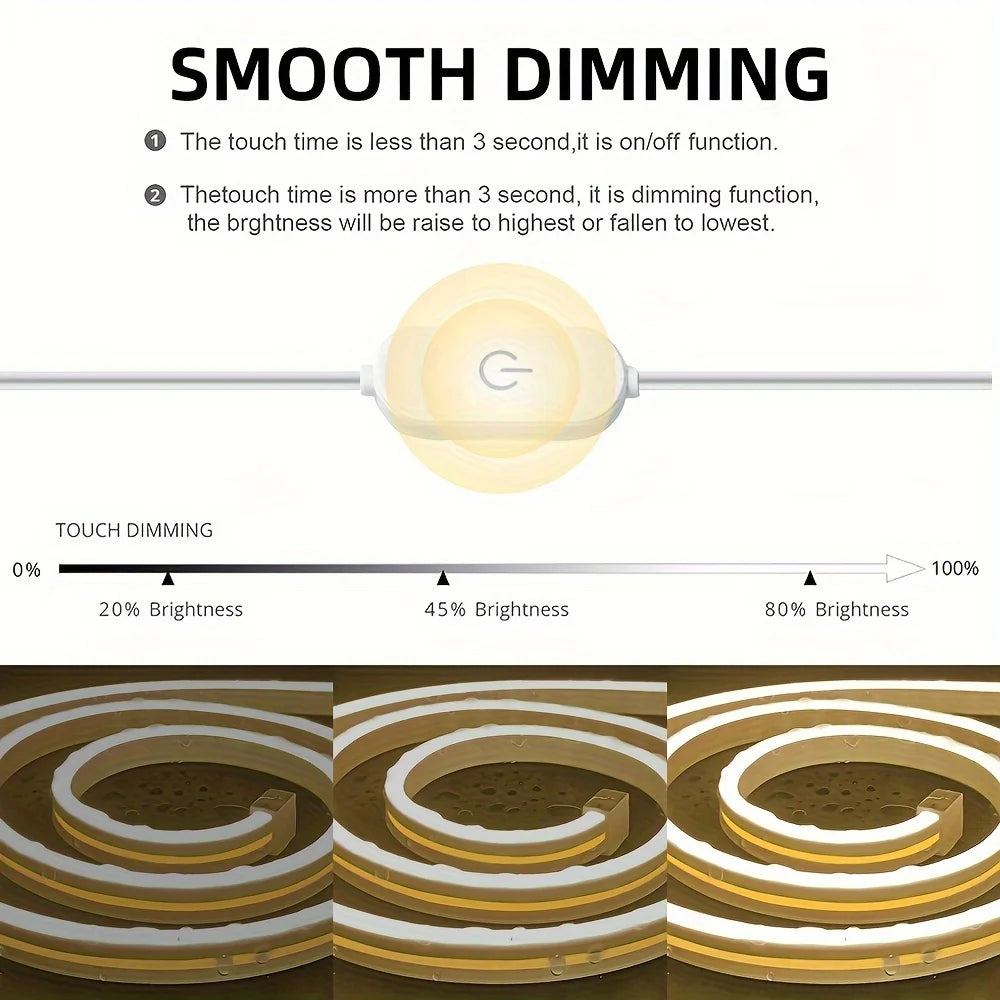 LED Strip Neon Light USB DC 5V Waterproof Dimmable Touch Sensor