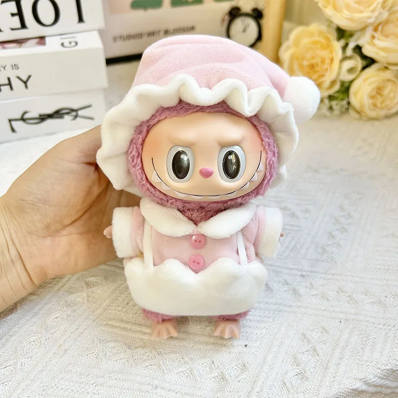 17cm Cute Mini Plush Doll Shark Onesie Clothes Outfit Accessories for Kpop Exo Labubu Dolls