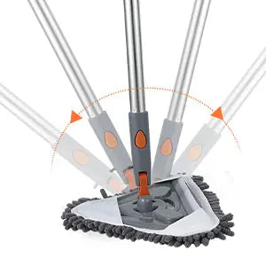 360 Degree Rotating Triangle Microfiber Wall Mop with Long Handle Adjustable Dry and Wet Cleaning Mop for Efficient Floor Dusting