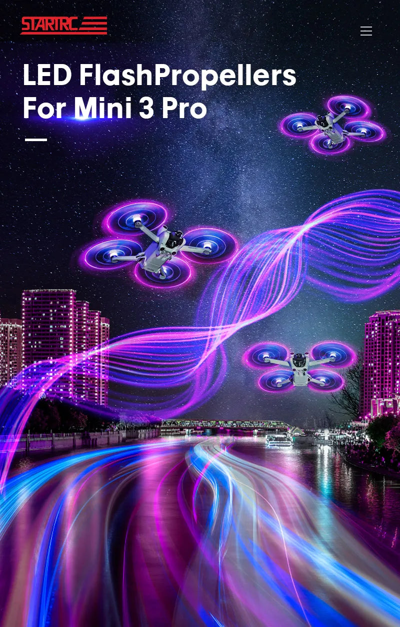 4pcs Mini 4 Pro Rechargeable LED Light Flash Propellers for DJI Mini 3 Pro Air 3
