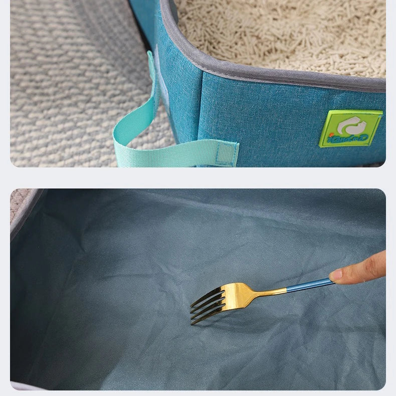 Semi Enclosed Cat Litter Box, Portable Waterproof Oxford Cloth