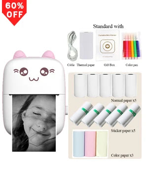 Portable Mini Thermal Printer Wireless BT 203dpi Label Memo Printing