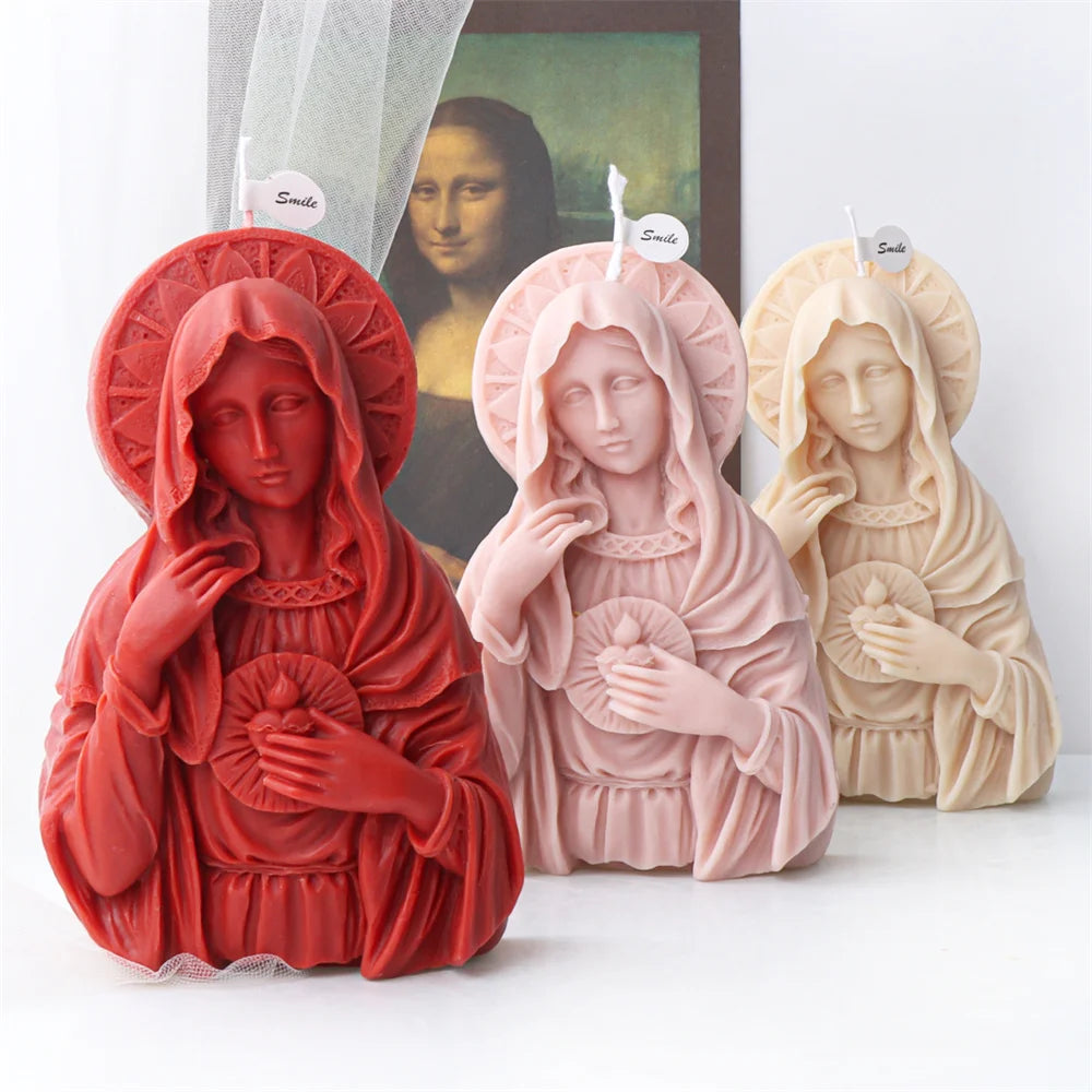 Religious Blessed Virgin Mary Candle Silicone Mold for Crafts
