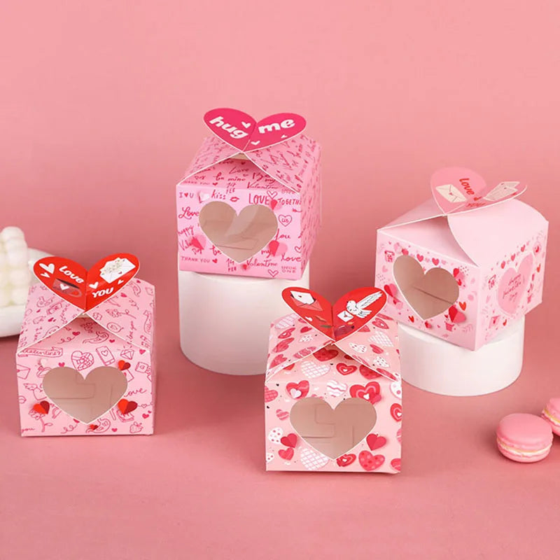 Love Heart Open Window Gift Boxes for Chocolates 12 or 24 Pcs Wedding Favors Cake Packaging Ideal for Valentine's Day and Special Celebrations