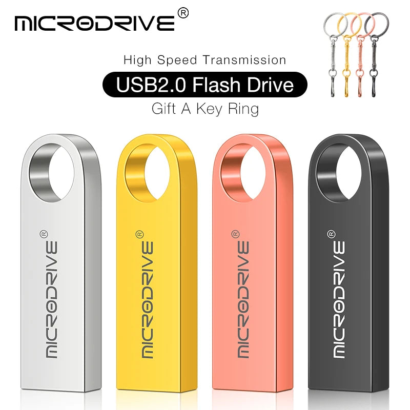 High Speed Memoria Flash Drive 8GB 32GB 64GB 128GB Waterproof USB 2.0 Metal Stick Custom Logo