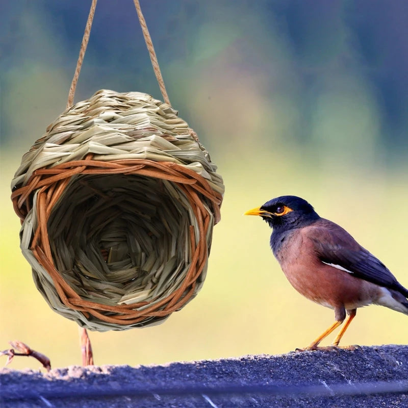 17 Style Birds Nest Bird Cage Natural Grass Egg Cage Bird House Outdoor Decorative Weaved Hanging Parrot Nest Houses Pet Bedroom