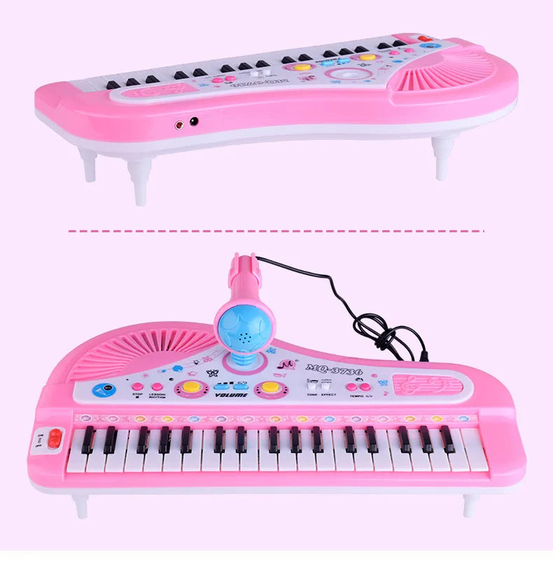 Chriyungel Kids Electronic Piano Keyboard with Microphone 61 Keys or 37 Keys Musical Instrument Toy for Beginner Children