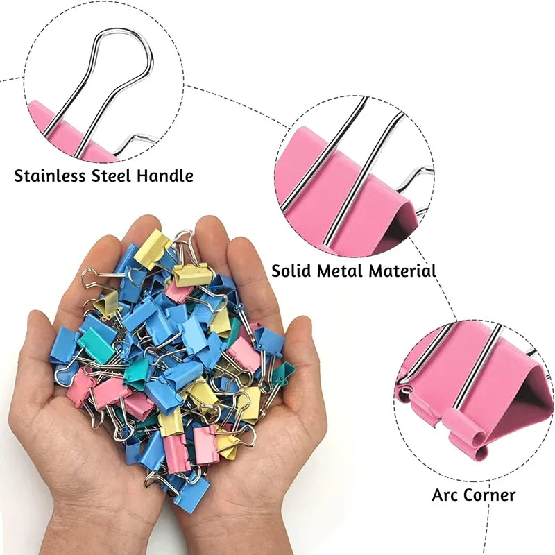 50Pcs Colorful Mini Metal Binder Clips 15mm for School Office