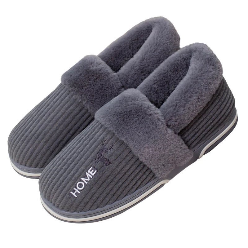 Comwarm New Women Slippers Plush Fur Thick Sole Antiskid