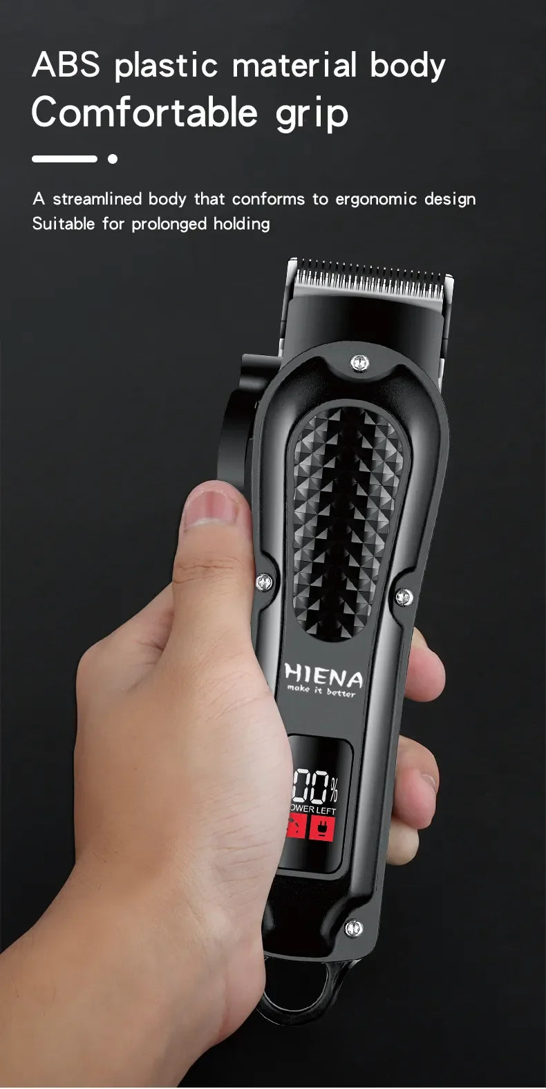 Cortadora de cabello eléctrica Hiena HYN-212, cortadora de barba inalámbrica recargable UBS, potente herramienta de corte para hombres