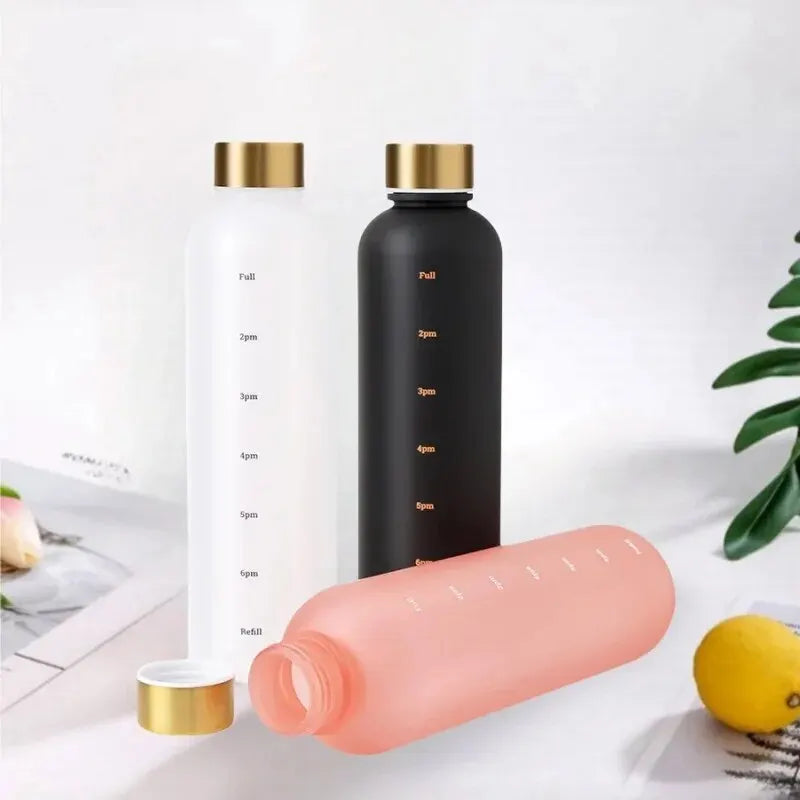 1L Bottle With Time Marker 32 OZ Motivational Reusable Leakproof BPA Free