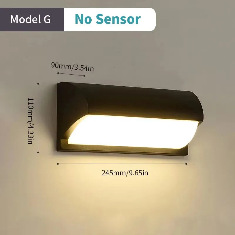 LED Outdoor Wall Light with PIR Motion Sensor Waterproof Modern Design for Balcony Porch and Garden
