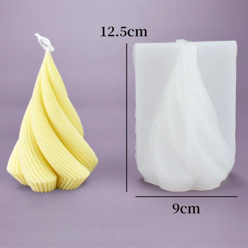 Large Silicone Christmas Tree Candle Mold 3D Wavy Striped Design for Crafting Soaps and Resins Home Decor Essentials