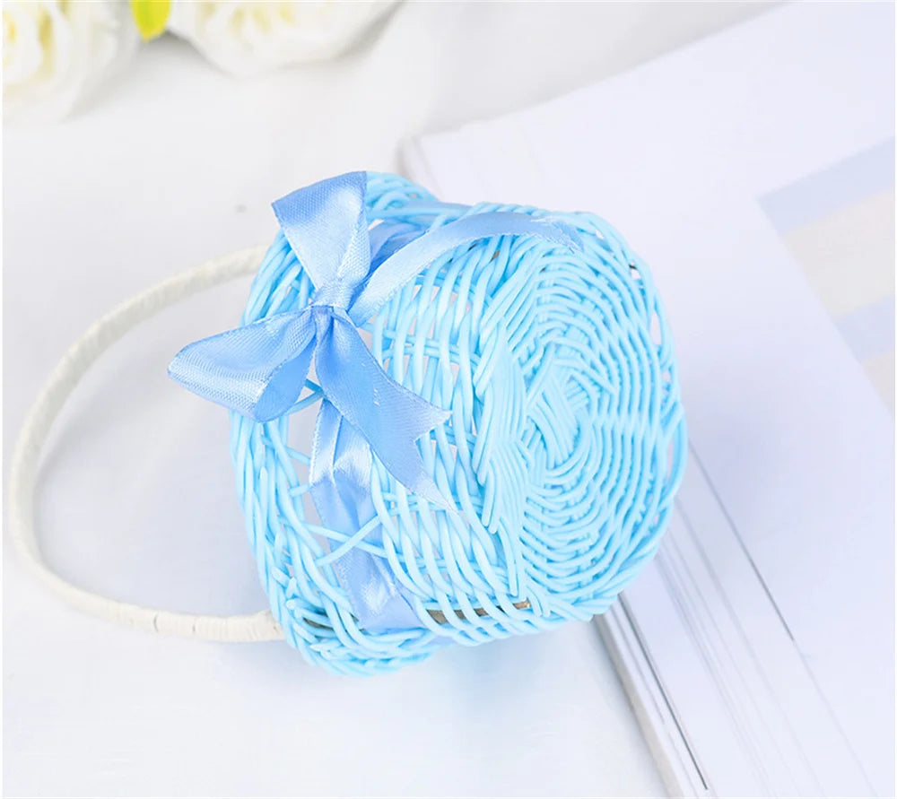 1PC Round Small Flower Storage Basket Hand-Woven Decorative Home Basket