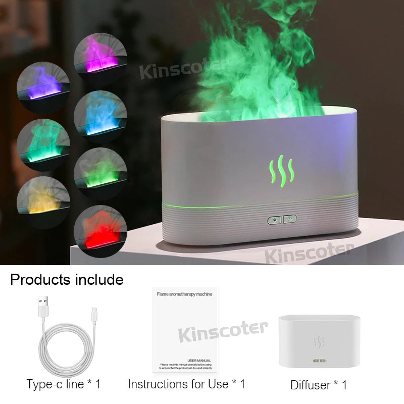 KINSCOTER Aroma Diffuser Air Humidifier Ultrasonic Cool Mist Maker Flame Lamp