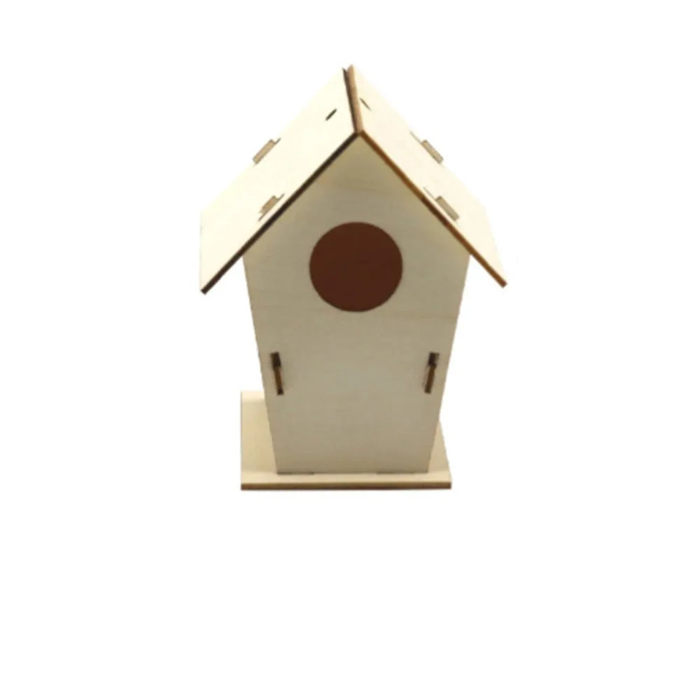 3pcs Pet Supplies Wooden Bird Nest Minimalist Cartoon Bird House Creative DIY Bird Feeder Children Toy