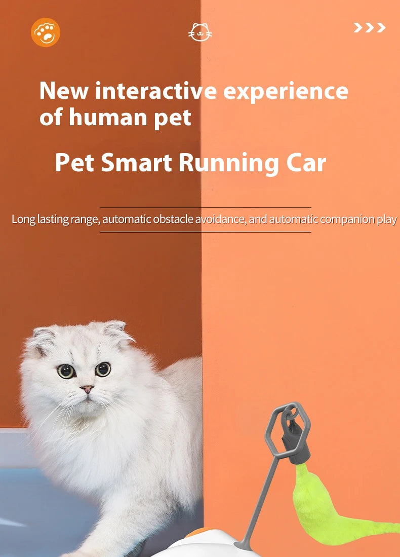 Smart Interactive Cat Toy Car Auto-Running Vehicle with Obstacle Detection for Indoor Cats