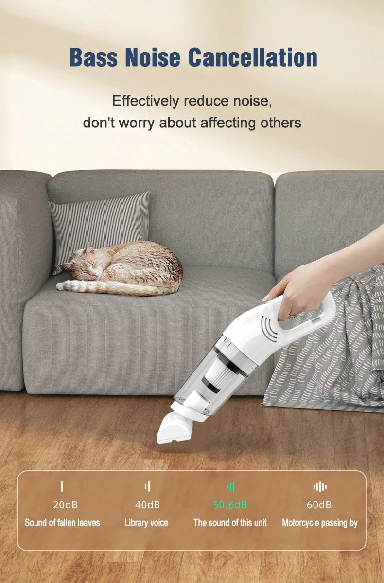 Aspiradora de mano para el hogar, recargable, portátil, para coche, hogar, doble propósito, inalámbrica, recogedora de polvo para pelo de mascotas, 10 000 PA