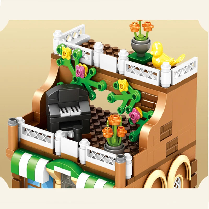 Coffee Shop Building Blocks Architecture Model for Kids Creative City Series Toy for Boys and Girls