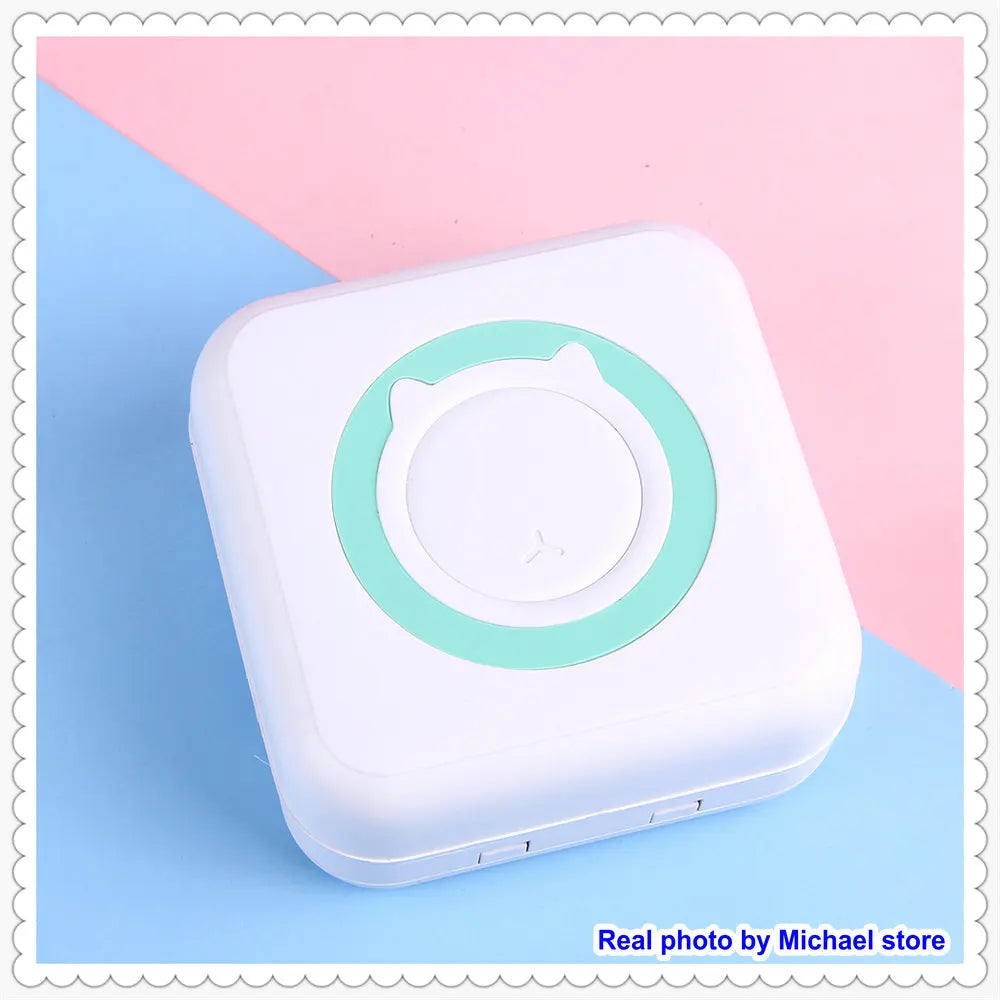 Portable Mini Thermal Printer Wirelessly BT 203dpi Photo Label Memo Printing with USB Cable
