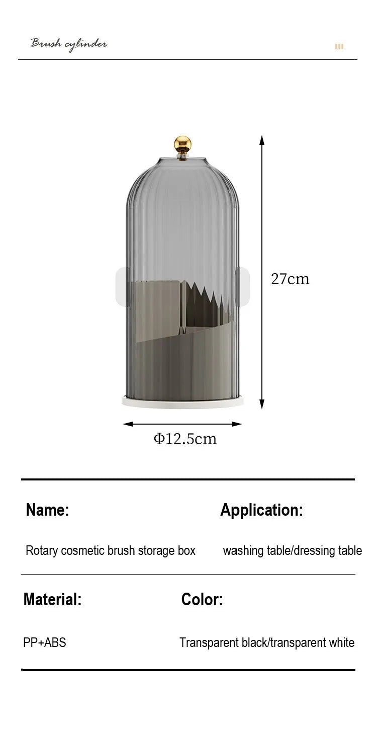 360 Degree Rotating Makeup Brush Holder With Lid Luxury Organizer