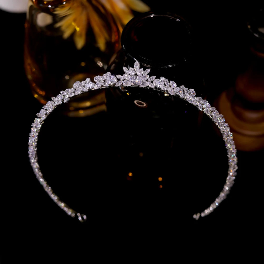 New Fashion Silver Color CZ Tiaras U-Shape Bride Headpiece