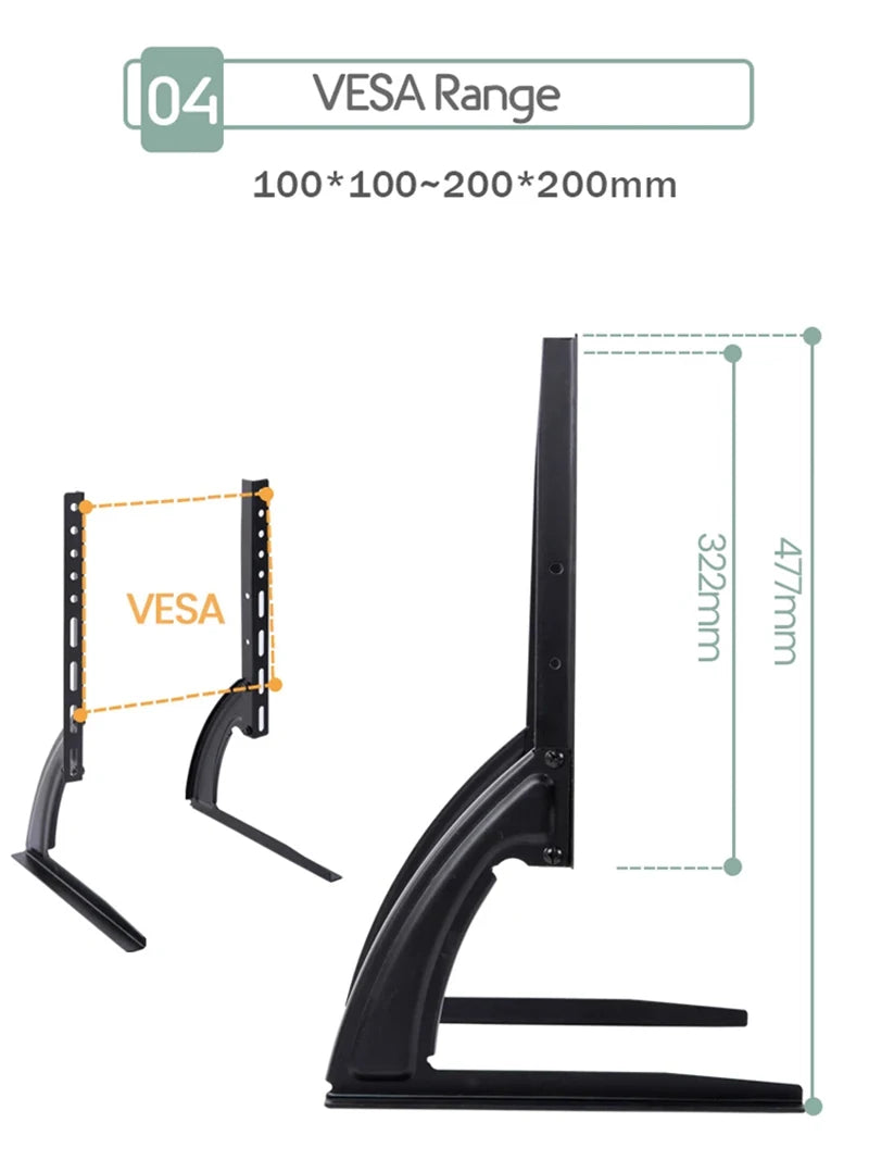 Beishi Universal Table Top TV Stand for 14 to 42 Inch LCD LED OLED TVs Sturdy Monitor Bracket for Flat and Curved Screens