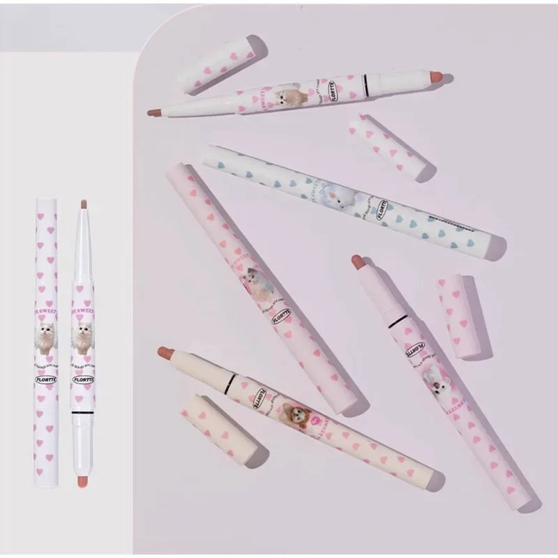 Flortte Waterproof Matte Lipliner Lip Pencil Double Ended Moisturizing Contour Tint for Long Lasting Non-Stick Finish