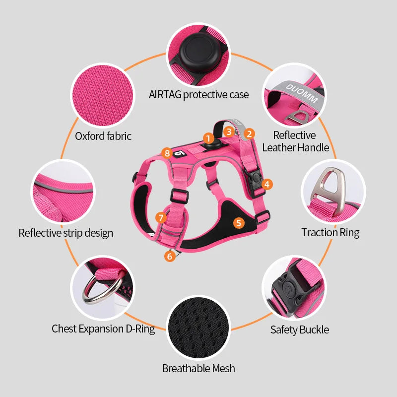 Anti Pull Dog Harness for Large Medium Dogs Reflective Escape Proof Tracker Chest Strap Breathable Adjustable Pet Supplies